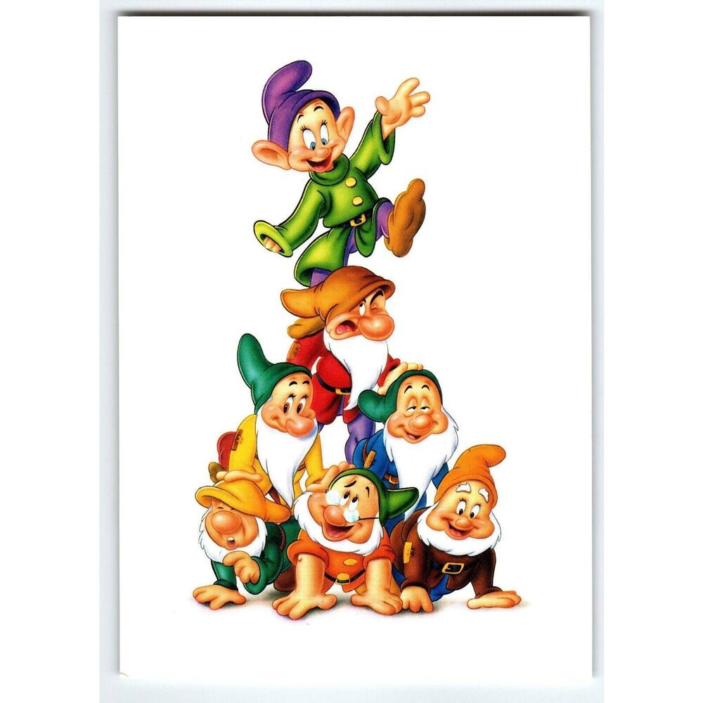 Dwarf Acrobats Snow White And The Seven Dwarfs Disney Postcard Vintage Unused